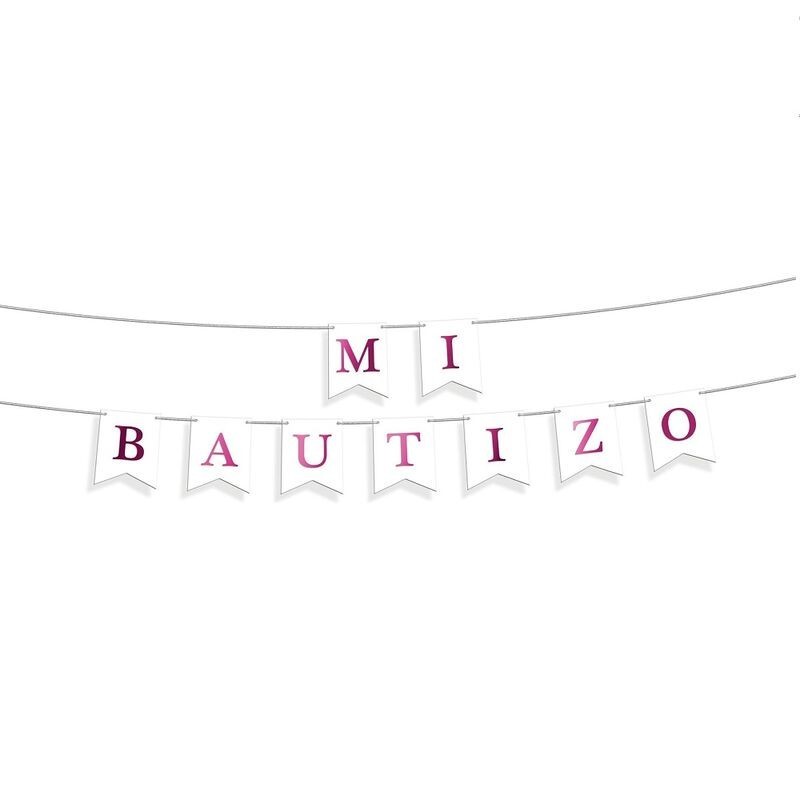 Guirnalda Mi Bautizo rosa 3 metros