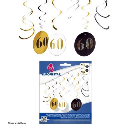 colgantes espirales 60 cumpleanos 9 piezas 21486 8412345010224