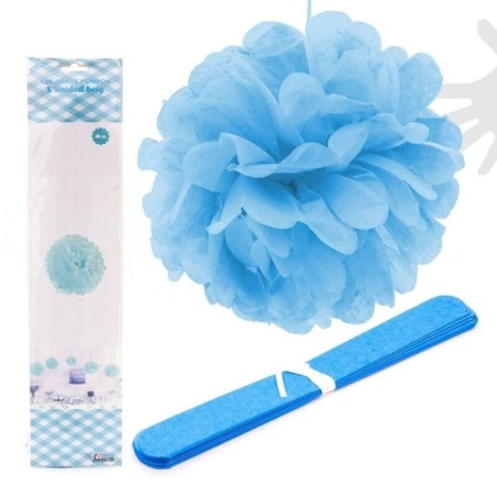 pom pom azul 40 cm decoracion colgante 2217 8412345010224