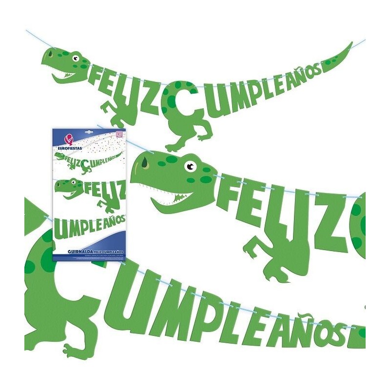 Guirnalda Feliz cumpleaños dinosaurio 4,5 metros