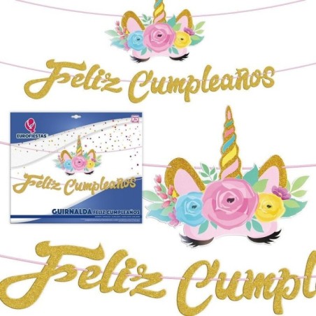 guirnalda feliz cumpleanos unicornio 3 metros 22432 8412345010224