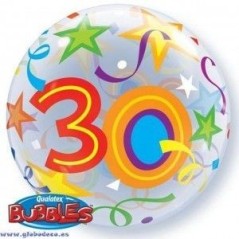 globo foil numero 30 burbuja estrellas 22 56 cm 24168 8412345010224