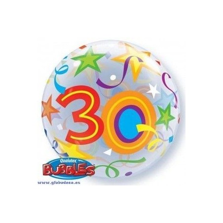 globo foil numero 30 burbuja estrellas 22 56 cm 24168 8412345010224