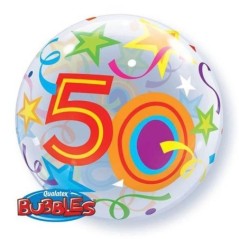 globo foil numero 50 burbuja estrellas 22 56 cm 24171 8412345010224