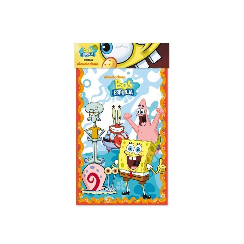 Bolsas cuches cumpleaños bob esponja 10 uds