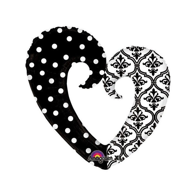 Globo corazon xl negro 76 cm x 81 cm puntos