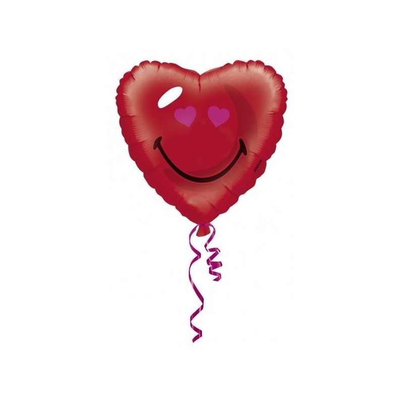Globo emoticono smiley corazon rojo 18 45 cm