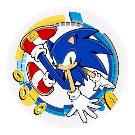 platos sonic cumpleanos 8 uds 18 cm carton 296832 8412345010224