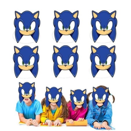 caretas sonic cumpleanos 6 uds mascaras carton 296840 8412345010224