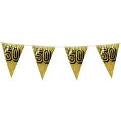 guirnalda barata de 50 cumpleanos color oro 8 metros 30051 8412345010224
