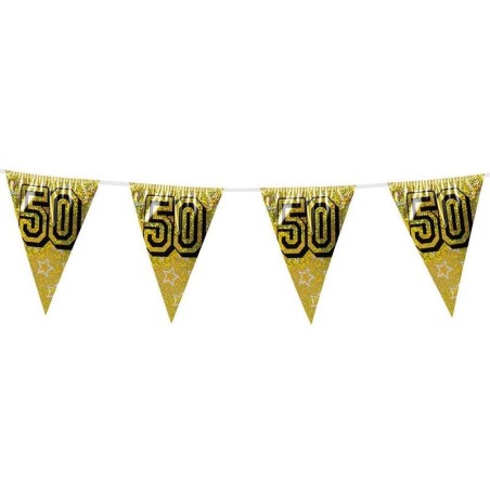 guirnalda barata de 50 cumpleanos color oro 8 metros 30051 8412345010224