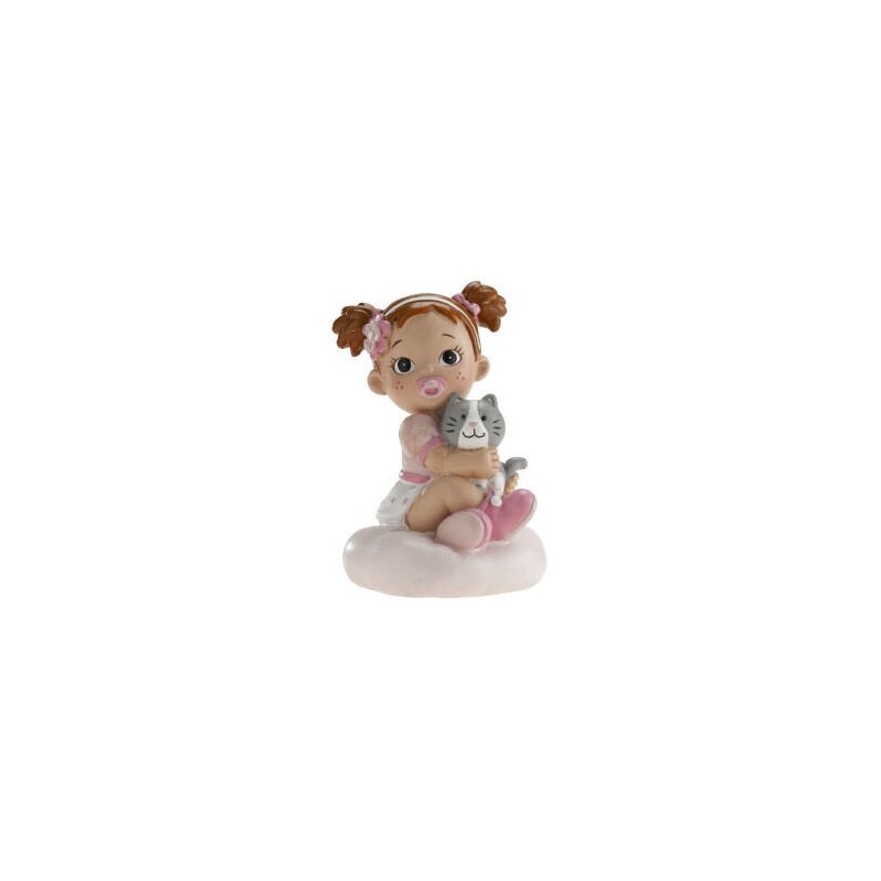 Figura bebe niña con gato bautizo