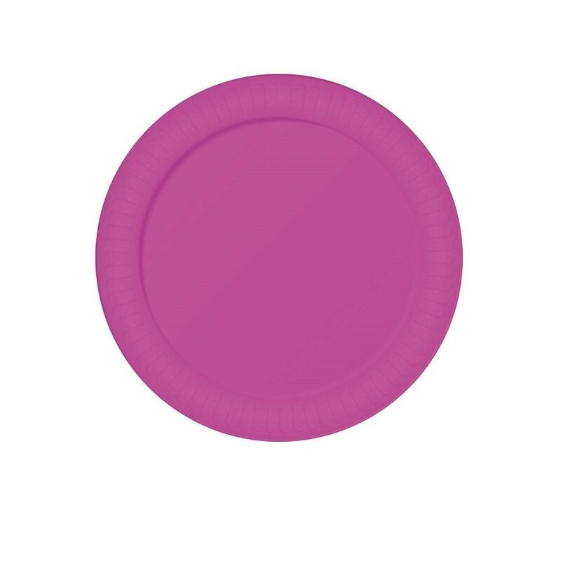 Platos rosa neon 8 uds 23 cm