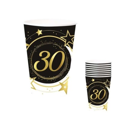 vasos 30 cumpleanos 6 uds 9 cm 31075 8412345010224