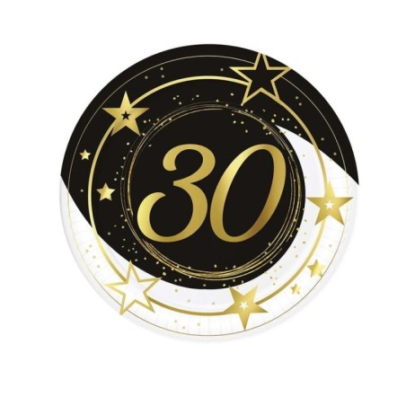 platos 30 cumpleanos 6 uds de 23 cm 31076 8412345010224