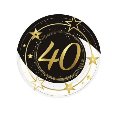 platos 40 cumpleanos 6 uds de 23 cm 31083 8412345010224