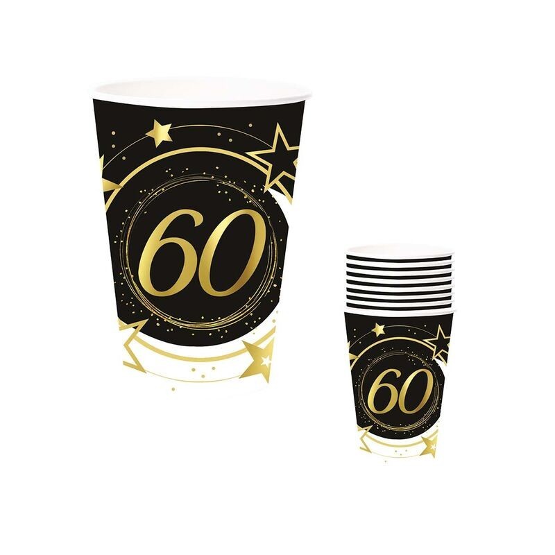 Vasos 60 cumpleaños 6 uds 9 cm