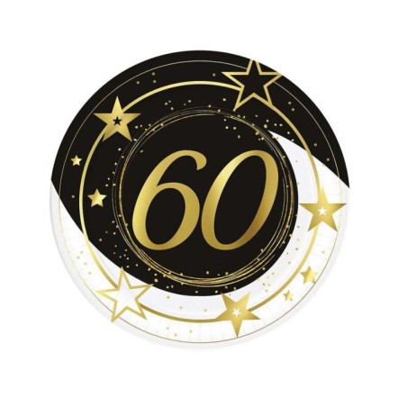 platos 60 cumpleanos 6 uds de 23 cm 31097 8412345010224