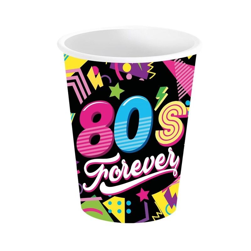 Vasos fiesta años 80 6 uds ochentera