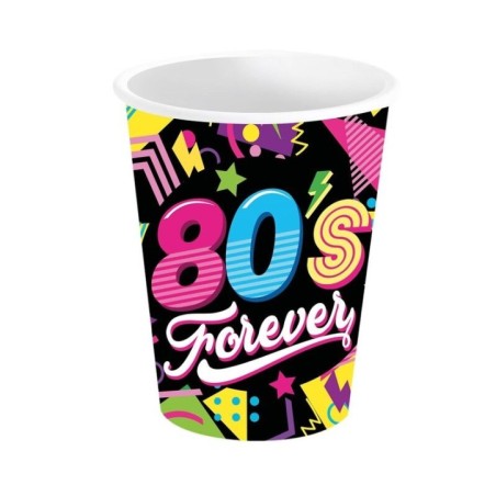 Vasos fiesta años 80 6 uds ochentera