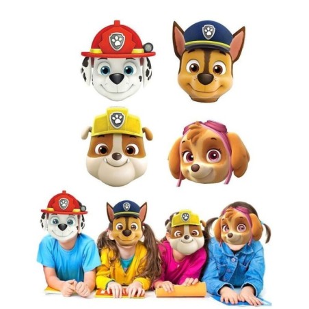 caretas patrulla canina cumpleanos 6 uds 31610 8412345010224