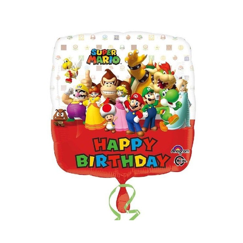 Globo Mario Bros cumpleaños 45 cm helio o aire