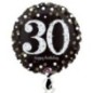 Globo 30 cumpleaños negro brillantes 45