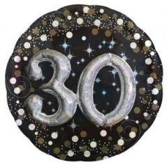 globo 30 cumpleanos negro y plata 81 cm efecto 3d 3215101 8412345010224