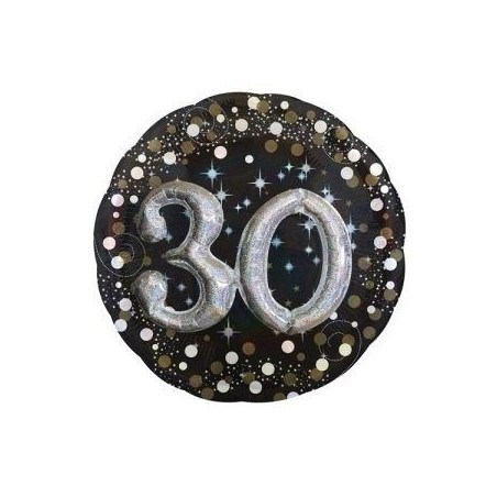 globo 30 cumpleanos negro y plata 81 cm efecto 3d 3215101 8412345010224