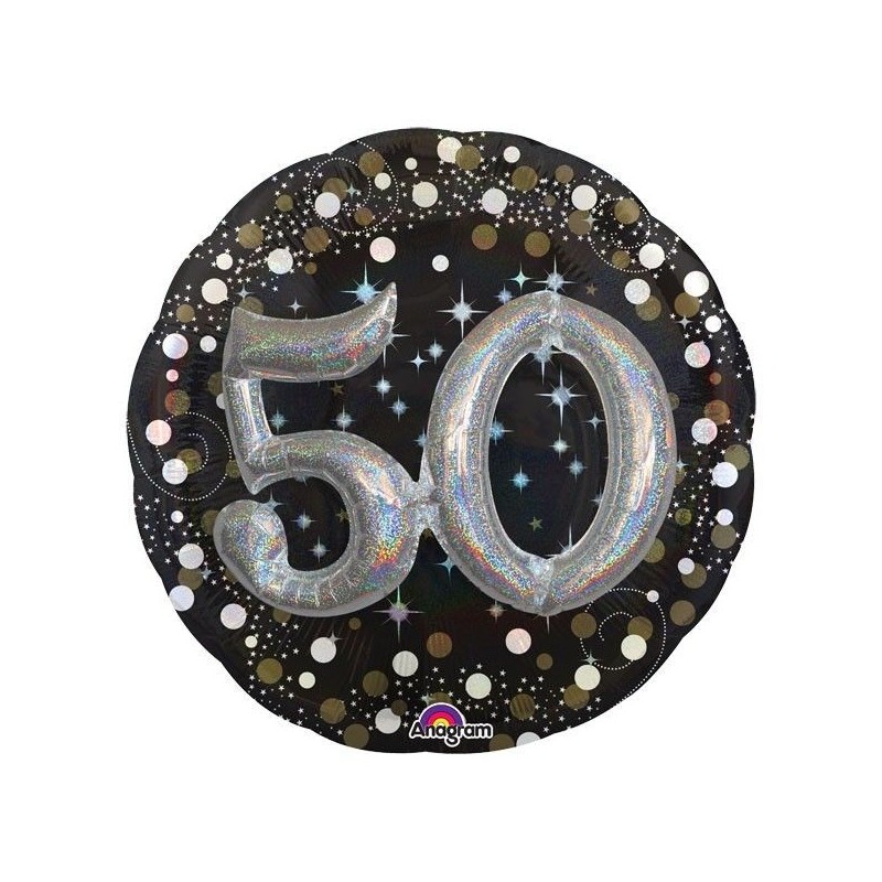 Globo 50 cumpleaños negro brillantes 81 cm efecto 3d