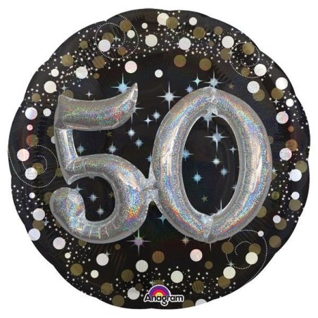 globo 50 cumpleanos negro brillantes 81 cm efecto 3d 3215301 8412345010224