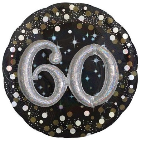 globo 60 cumpleanos negro y plata 81 cm efecto 3d 3215501 8412345010224