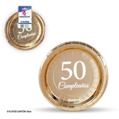 platos 50 cumpleanos 6 uds 18 cm 33628 8412345010224