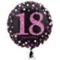 Globo 18 cumpleaños negro y rosa brillantes 45 cm