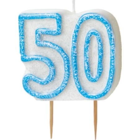 vela 50 cumpleanos azul y blanca 34415 5020570339985