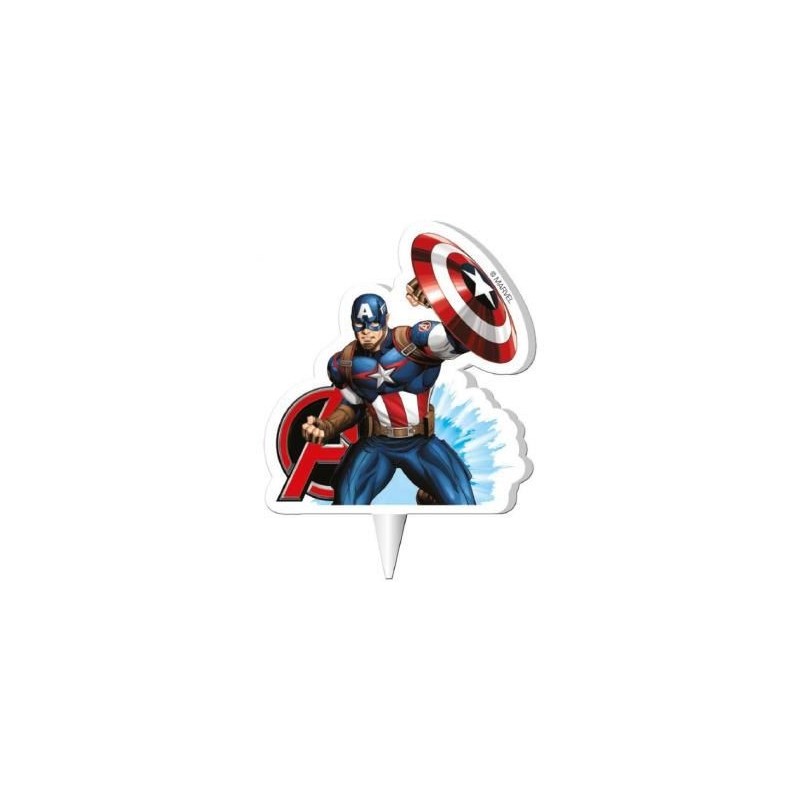 Vela Capitan America figura de 7,5 cm para tarta de cumpleaños