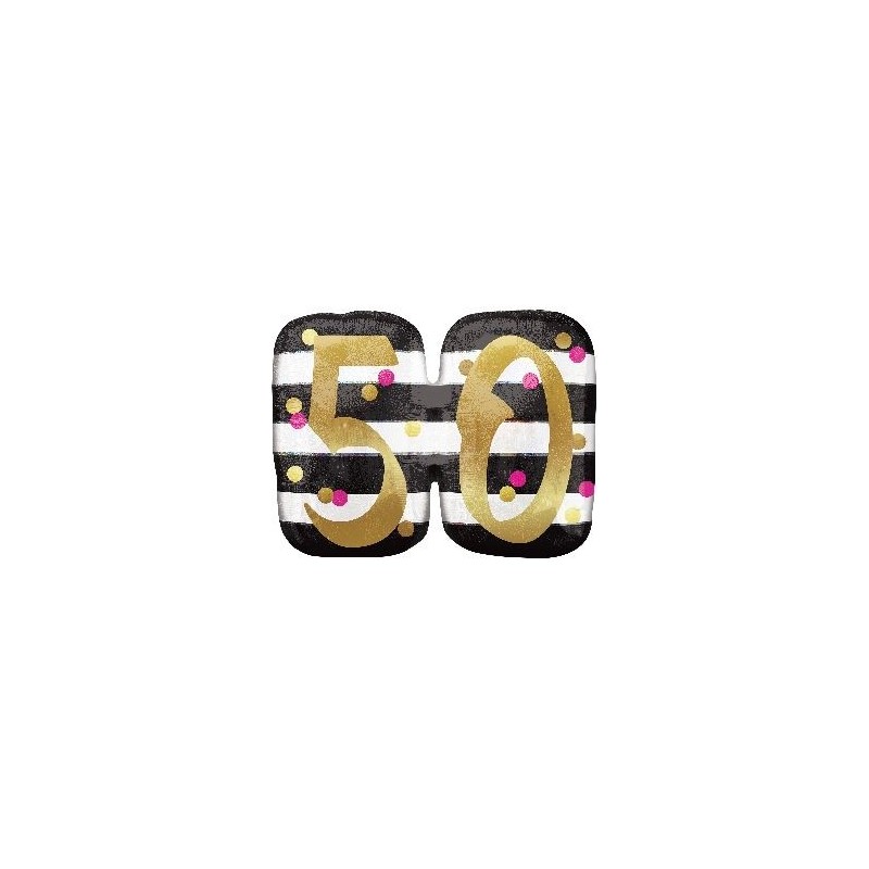 Globo 50 cumpleaños oro y rosa 63cm x 50cm