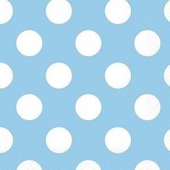 servilletas azules lunares blancos 16 uds 25x25 cm 37961 8003558006335