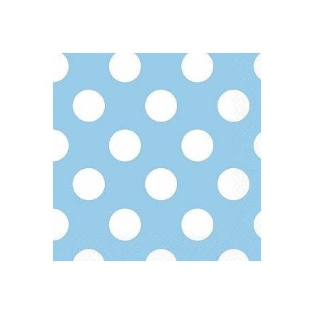 servilletas azules lunares blancos 16 uds 25x25 cm 37961 8003558006335