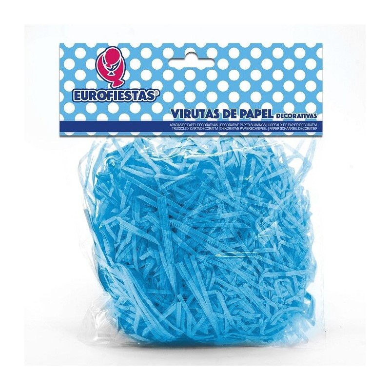 Virutas de papel azul para decoracion