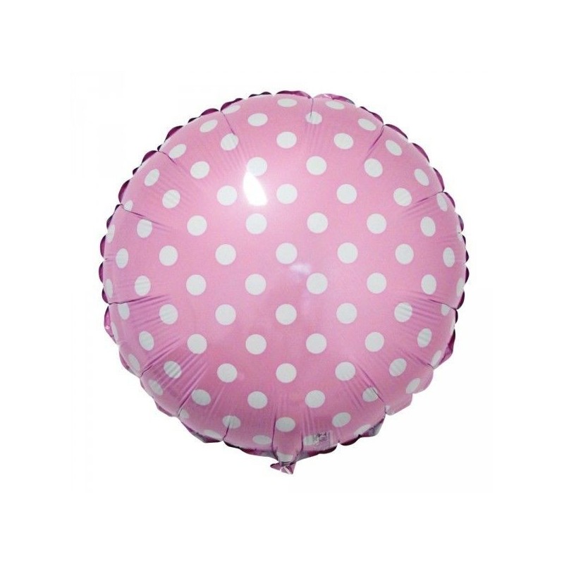 Globo redondo rosa lunares blancos 45 cm 18