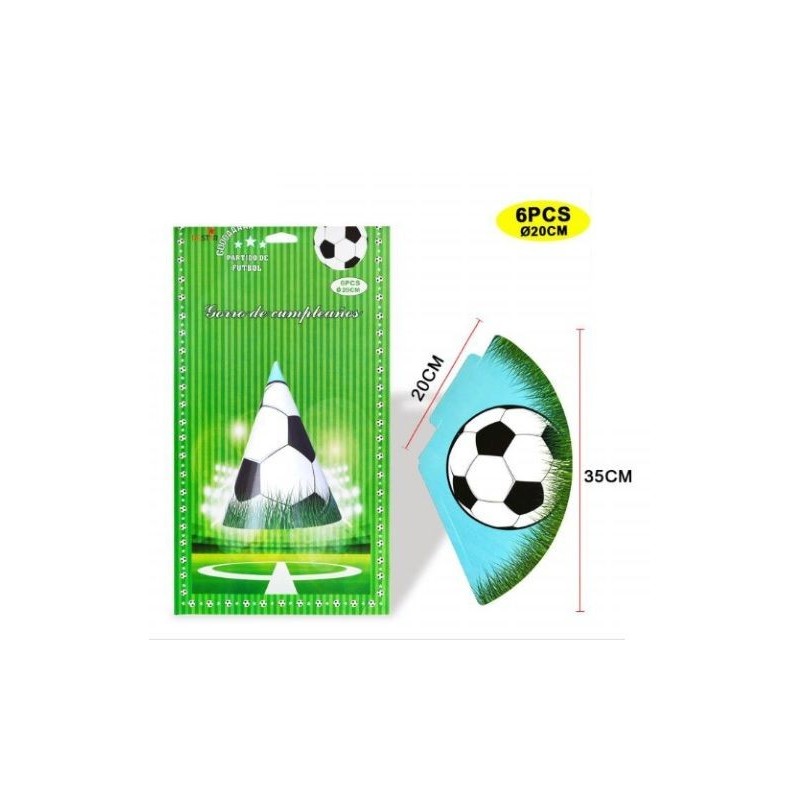 Gorros balon de futbol para fiesta 6 uds de 20 x 35 cm