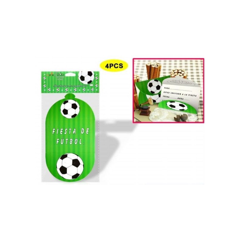 Invitaciones de cumpleaños fiesta de futbol 4 uds