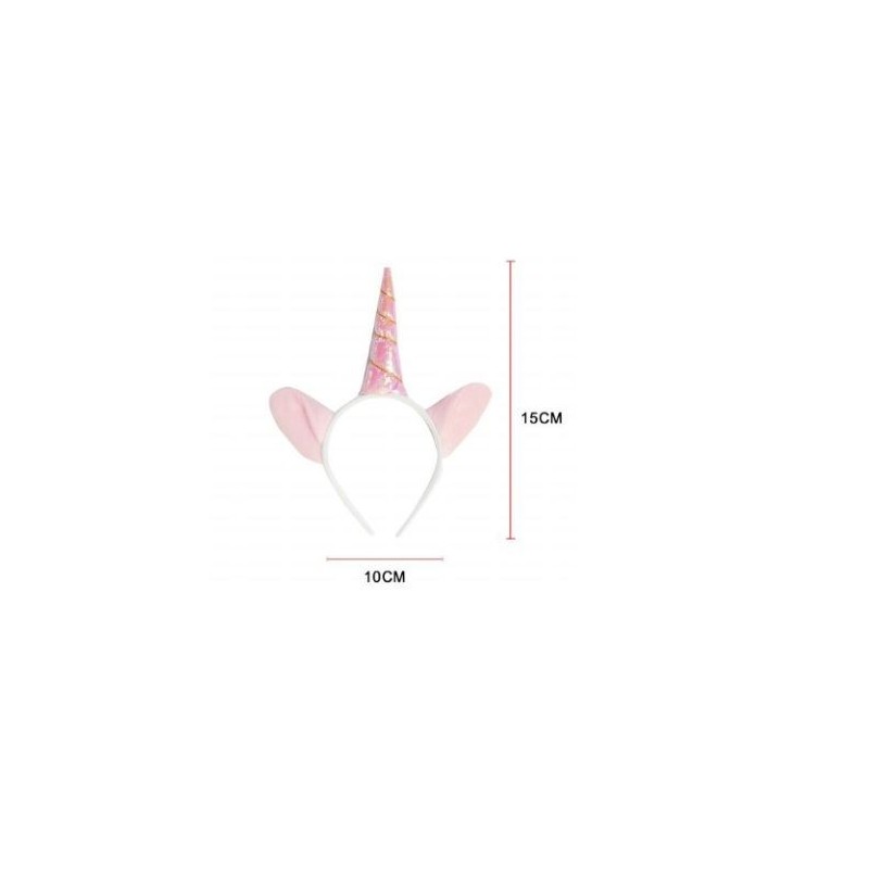 Diadema de unicornio rosa para niña 10x15 cm