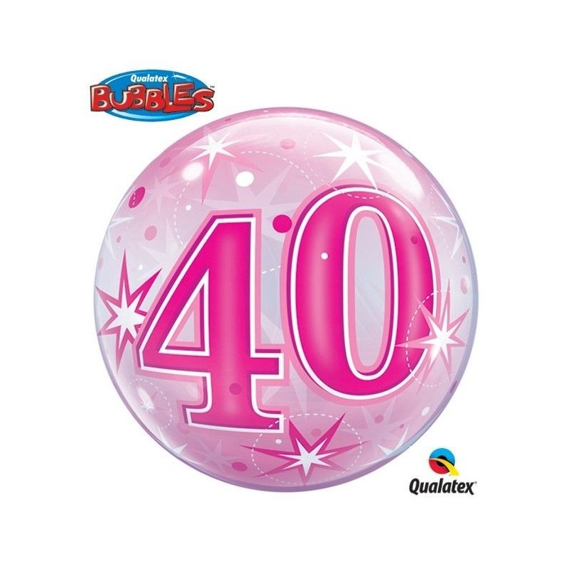 Globo 40 cumpleaños burbuja rosa 22 50 cm
