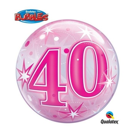 globo 40 cumpleanos burbuja rosa 22 50 cm 43125 8434077040591