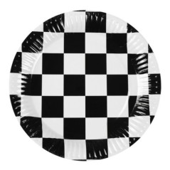 platos negros a cuadros formula 1 6 uds 23 cm 44752 8434077040591