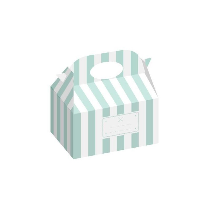 Cajas regalo detalles menta rayas 12 uds 16 cm