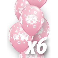 globo es un nina elefante babyshower qualatex de 6 uds 30 cm 45116 6 8434077040591
