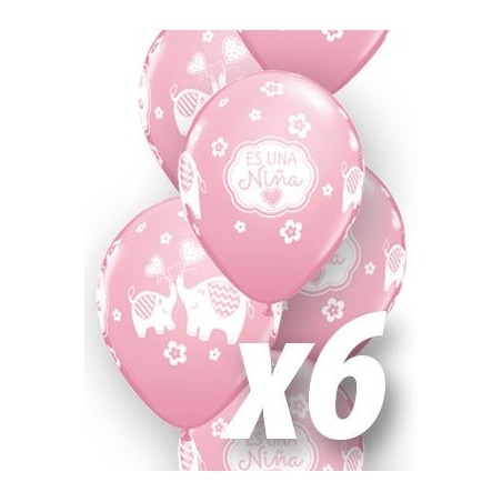 globo es un nina elefante babyshower qualatex de 6 uds 30 cm 45116 6 8434077040591